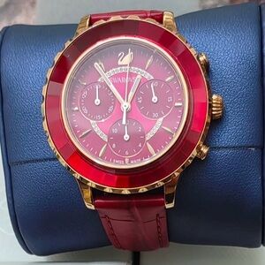 Authentic Swarovski Octea Lux Chronograph Women Watch, Red, 5646975. BRAND NEW.